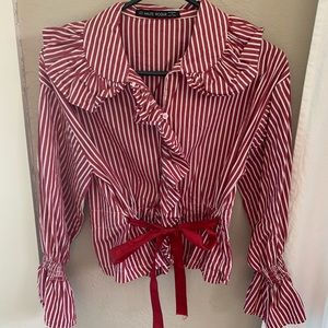 Red and White Stripe Blouse